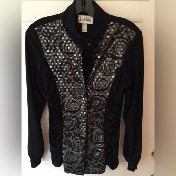Joseph Ribkoff Black and silver rose Jacket Size 8 - Picture 1 of 6